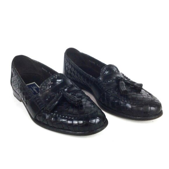 Cole Haan Bragano 9.5 N M Made in Italy Woven Black Tassel Loafers Mens Designer - Picture 1 of 11